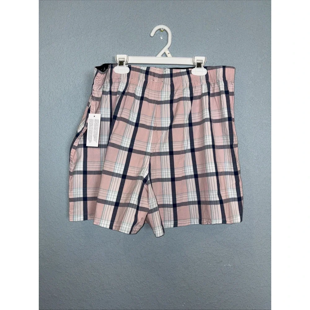NWT American Eagle Outfitters Men's XL Plaid Woven Cotton Boxer Shorts Pink Blue